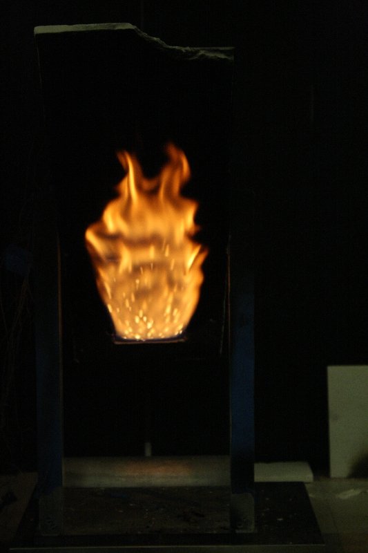 Inclined flame spread, underside, 45 degree angle